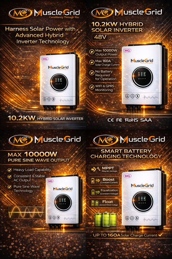 10.2kW True Hybrid Solar Inverter | Dual MPPT | Batteryless | Residential Use