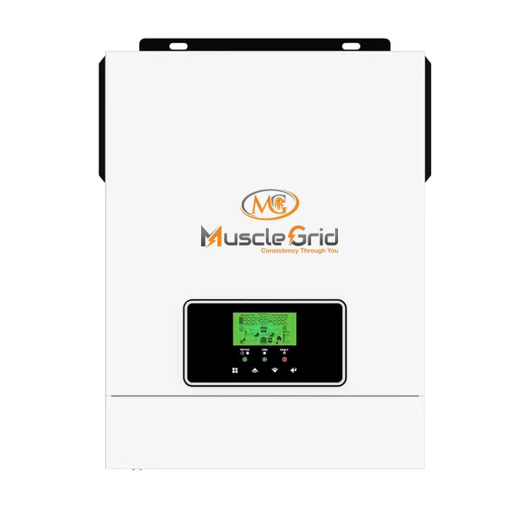 MuscleGrid 3KW 24V True Off-Grid Solar Inverter (3200VA) | Pure Sine Wave | Inbuilt MPPT | Transformerless | Supports LiFePO4 Battery | WiFi Monitoring App for Android & iOS | Heavy Duty | White