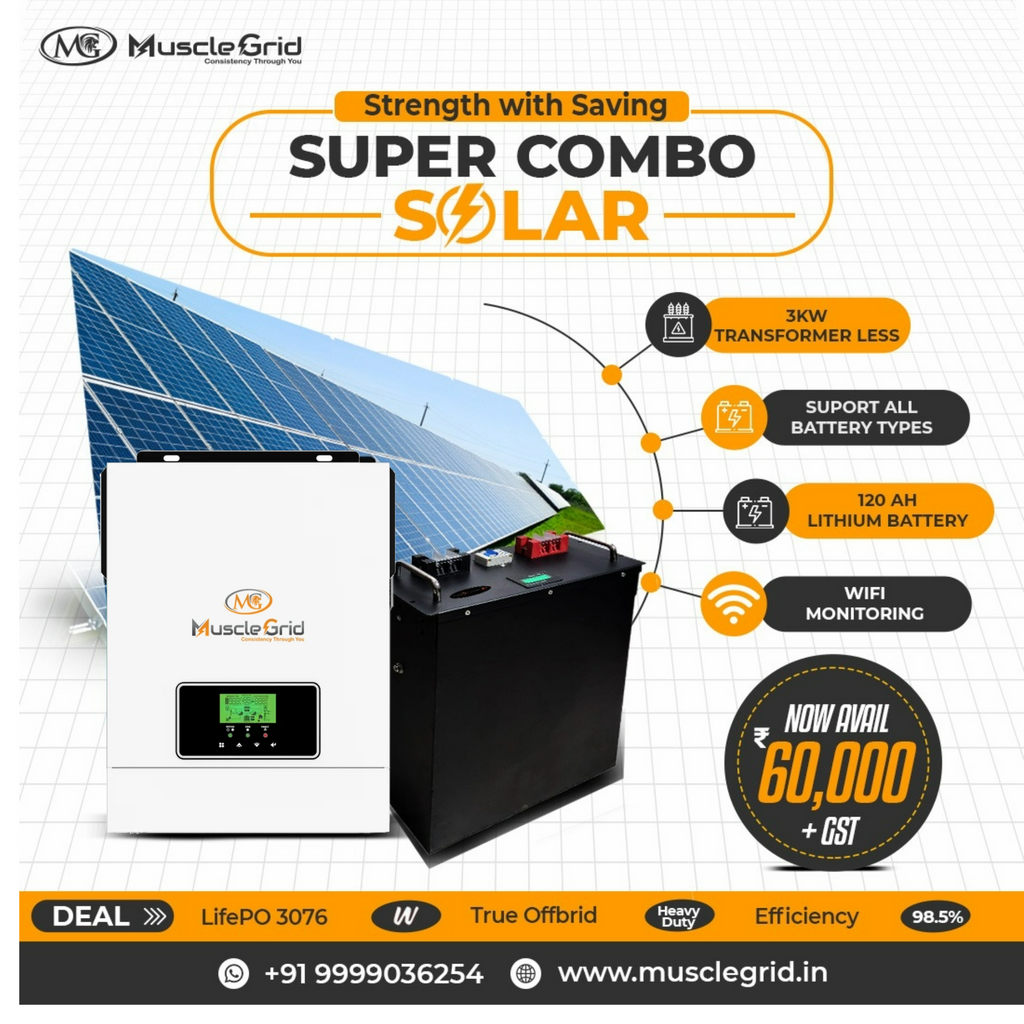 MuscleGrid 3KW Inverter and Lithium Battery Combo Deal