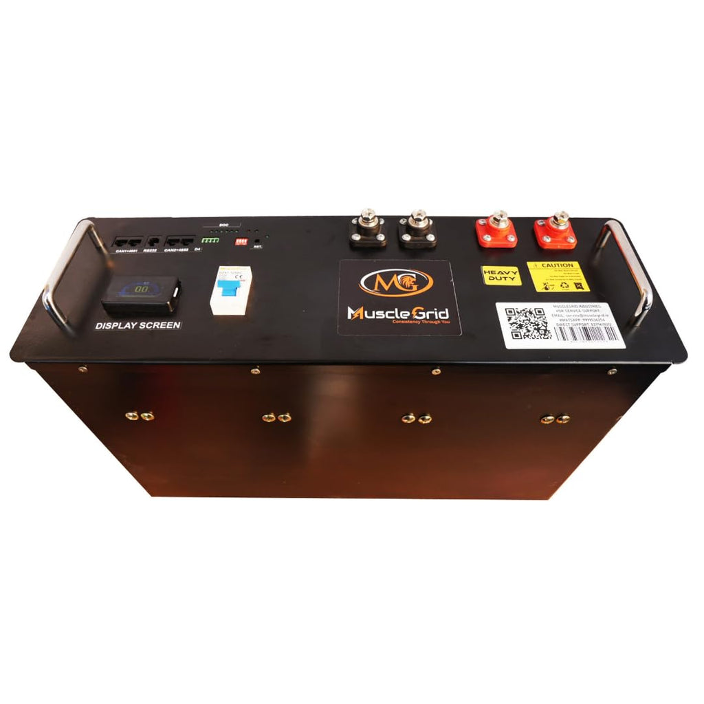 MuscleGrid Lithium Battery, 120AH, Heavy Duty, LCD Display, 6000 Life Cycles, Black (51.2V Fully Smart)