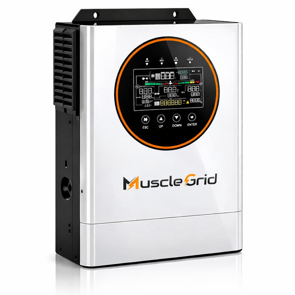 MuscleGrid 12kW Hybrid Solar Inverter for Home Mainline | Supports up to 15kW Solar Panels | Runs 5 ACS + Full House Load | Pure Sine Wave | Inbuilt WiFi Monitoring | Big LCD Display
