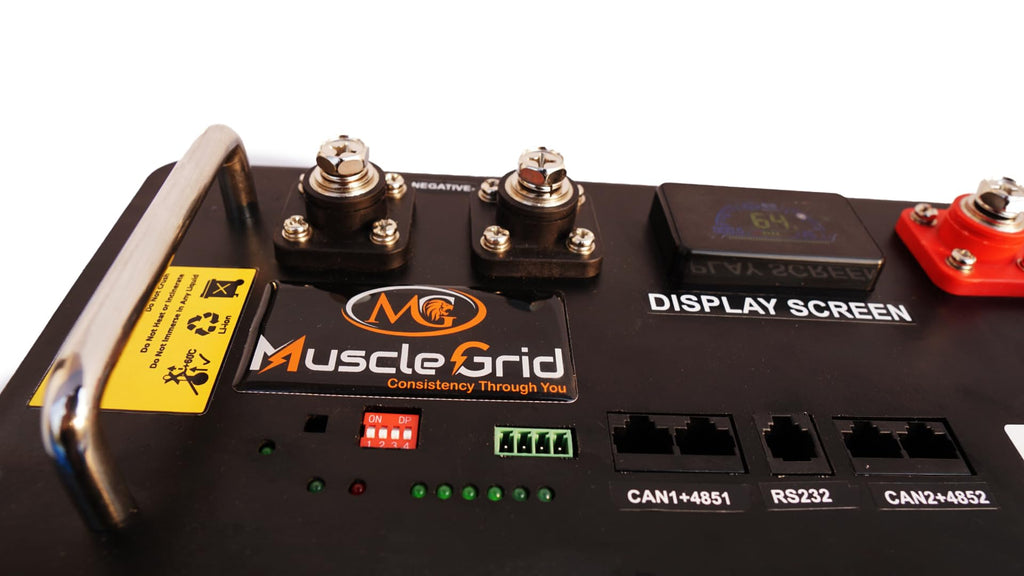 MuscleGrid Lithium Battery, 120AH, Heavy Duty, LCD Display, 6000 Life Cycles, Black (51.2V Fully Smart)