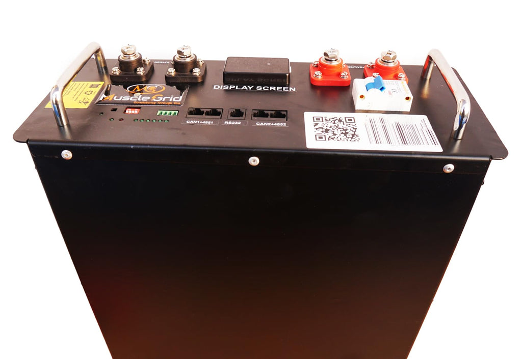 MuscleGrid Lithium Battery, 120AH, Heavy Duty, LCD Display, 6000 Life Cycles, Black (51.2V Fully Smart)