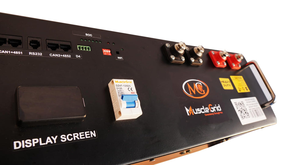 MuscleGrid Lithium Battery, 120AH, Heavy Duty, LCD Display, 6000 Life Cycles, Black (51.2V Fully Smart)