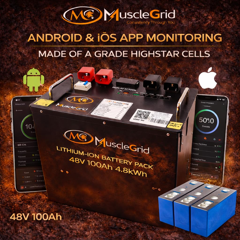 48V 100Ah Lithium Battery | LiFePO4 Solar Battery with Smart BMS, 6000+ Cycles, RS485 & CAN Communication, Home Solar & Inverter Backup