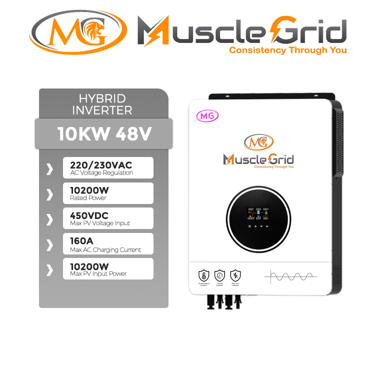 MuscleGrid 10.2 KW True Hybrid HEAVY DUTY Batteryless Triple MPPT Solar Inverter